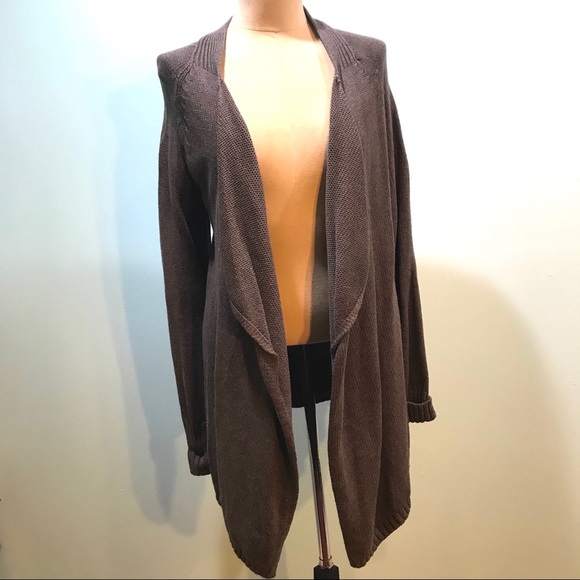 Gap Dark Gray Taupe Open Front Long Cardigan L - Picture 2 of 8